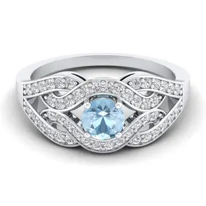 Luxury Dainty Moissanite Exotic Gemstone Ring 925 Sterling Silver Wedding Jewelry Aquamarine Exclusive Designer Fine Jewelry