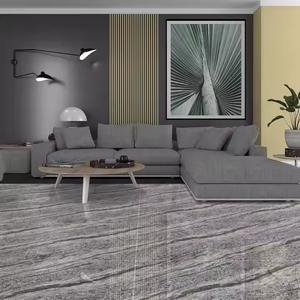 เครื่องเคลือบดินเผาแบบสองชั้นสีเทาหินเคลือบเงาแบบเต็มแผ่นใหญ่600x1200แผ่นพื้นเซรามิกกระเบื้องบ้าน - Product Image 1