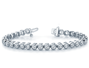 สร้อยข้อมือเทนนิสทรงกลมประดับเพชรแบบมิลเกรนทองคำ 14K คุณภาพพรีเมียม - Product Image 3