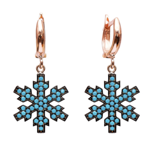 Flocon de neige Design Turquoise CZ turc 925 argent Sterling bijoux faits à la main Fine à la mode en gros boucles d'oreilles pendantes - Product Image 1