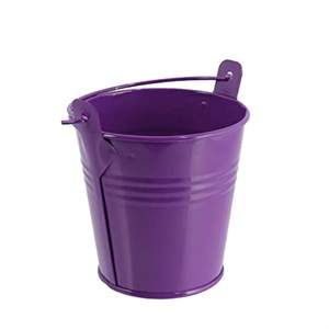 Cubo Plegable de Metal con Recubrimiento en Polvo Morado Pequeño con Asa de Madera, Almacenamiento Ecológico - Product Image 2