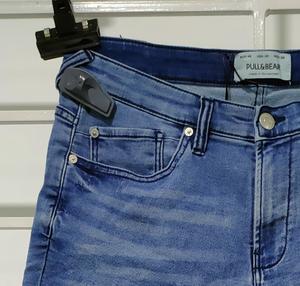 กางเกงยีนส์ขาสั้นผ้าฝ้าย100% สำหรับผู้ชาย, กางเกงยีนส์ผ้าอีลาสติกสไตล์ระบายอากาศได้ดีซักได้ - Product Image 3