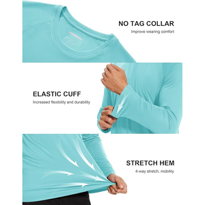 Camiseta de cuello redondo Premium de microfibra para hombre Camiseta clásica de cuello redondo ligero de secado rápido con manga larga y patrón de estampado - Product Image 4