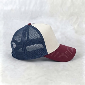 Custom Embroidered Trucker <b>Hat</b> Mesh Cap White <b>Navy</b> Red Wholesale Logo High Quality OEM ODM Low MOQ 5 Panel Casual Adjustable - Product Image 2