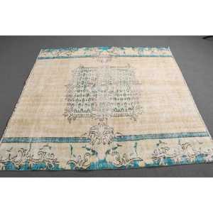 Alfombra Turca de 5.4x5.9 pies, Alfombra Vintage, Alfombra Abstracta Beige - Product Image 2