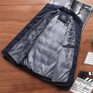 Men's Long <b>Thin</b> Fashion Summer <b>Jacket</b> with Stand Collar Waterproof Polyester Padded <b>Puffer</b> Fur Lining for Summer Wear Front Logo - Product Image 4