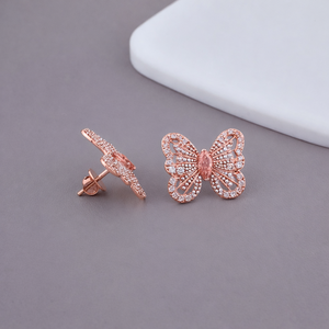 Pendientes de Diamante Cultivado en Laboratorio con Corte Marquesa Rosa, Certificados por IGI, con Diseño de Mariposa, Oro Blanco/Amarillo/Rosa de 14K, con Pavé de Diamantes - Product Image 4