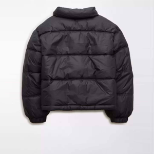 Chaqueta acolchada gris para mujer, ligera y cálida para ropa informal de invierno, proceso de punto con cuello vuelto - Product Image 2