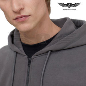 Personalizado hecho Chenille bordado carta cremallera Up College Hoodie transpirable poliéster algodón hombres sudaderas con capucha en tarifa al por mayor - Product Image 4