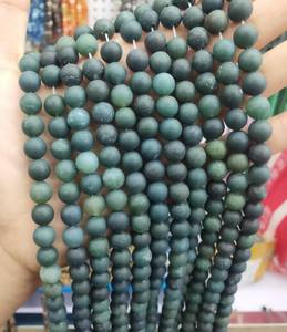 Perles d'agate mousse verte mate naturelle de haute qualité certifiées IGI, matériau de pierre précieuse classique pour la fabrication de bijoux, usage spirituel, calme - Product Image 1