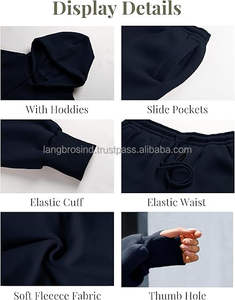 เสื้อครอป2ชิ้นสำหรับผู้หญิง, เซ็ตกางเกงวิ่งแขนยาวเสื้อคอกลมแบบสวมหัวมีเชือกรูดโลโก้เลานจ์น้ำหนักเบา - Product Image 4