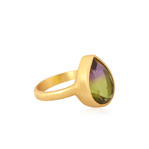 Bio Paon Quartz Bague en pierres précieuses Plaqué or jaune Bague de mode Anneaux en laiton en gros Fournisseur Fabricant de bijoux - Product Image 4