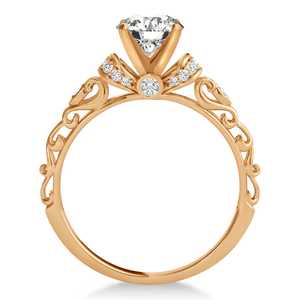 Conjunto de Anillos de Boda de Oro Rosa de 14K con Diamantes de Estilo Antiguo (1.62ct), Elegantes Anillos de Matrimonio de Oro Rosa de 14k - Product Image 1