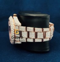 Montre mécanique automatique japonaise de luxe pour homme en acier inoxydable avec diamants glacés, cadran analogique et fenêtre en verre Moissanite – Édition limitée