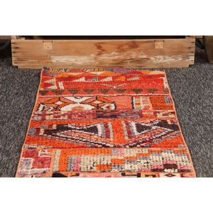Tapis turc, tapis vintage 2,2x9,5 pieds, tapis géométrique orange brun - Product Image 2