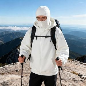 Sudadera con capucha de esquí para hombre, impermeable, con cremallera, para exteriores, chaqueta de snowboard de caparazón suave, traje de esquí oversize, sudadera térmica cálida - Product Image 4