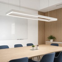 Luminaire suspendu LED pour salle de réunion, luminaire linéaire de 2400 mm, cadre rectangulaire moderne