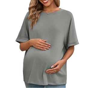 OEM ODM Custom <b>LOW</b> MOQ Wholesale Women Maternity <b>T</b> <b>Shirt</b> Oversize Black Color Loose Casual Crew <b>Neck</b> Maternity Tees Breathable - Product Image 6