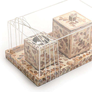 Juego de Caja y Bandeja para Quemador de Incienso Bakhoor con Incrustaciones de Nácar, Regalo Árabe para Ramadán, de la India, por MULTI CRAFT, Modelo MS39 - Product Image 5