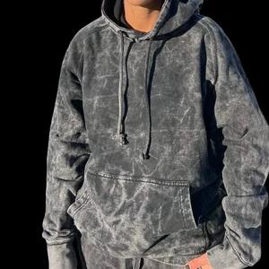 Ensemble pantalon de survêtement à capuche délavé à l'acide poids lourd personnalisé survêtements pour hommes en polaire survêtement hiver blanc vintage en relief pour femmes - Product Image 2