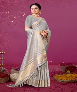 Manufacturer's Simple Saree for Effortless Elegance. 21. Stylish Banarasi Saree with Ruffle Design and Zari Border - Product Image 5