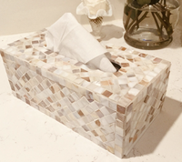 Caja de pañuelos de lujo de nácar natural con diseño de incrustaciones de hueso, tamaño personalizable 4x6 pulgadas, decoración de mesa, India