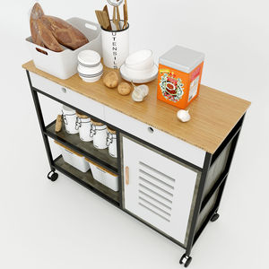 รถเข็นครัวอเนกประสงค์ดีไซน์ทันสมัย THONET รุ่น KB68013 โครงเหล็กพร้อมท็อปไม้ไผ่ - Product Image 2