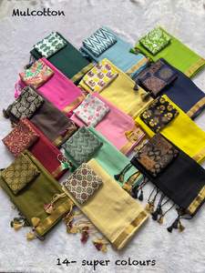 Mul Mul Cotton Digital Printed Saree with Re sham Weaving design & border Perfect For All Occasions - Product Image 6