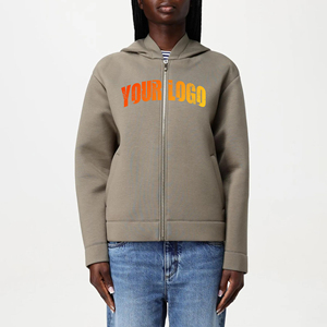 Sudadera con capucha y cremallera para mujer de lana de algodón 100% hecha en fábrica, estilo informal de invierno de peso pesado, con capucha, parte delantera de talla grande, ajuste holgado Street - Product Image 1