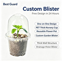 Cubierta de cúpula para vaso de germinación de PET, pared gruesa, reutilizable, con orificio de drenaje, para germinación de plantas, embalaje de jardín, portátil