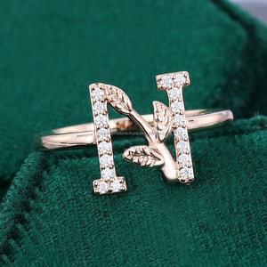 Personalizable inicial 'N' 925 anillo de plata esterlina CZ moissanita diamante chapado en oro rosa exquisito regalo de compromiso de boda - Product Image 3