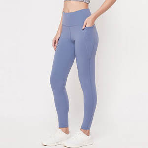 Legging sin costuras Push up Mujer Control de barriga Cintura alta Pantalones de Yoga de color sólido Entrenamiento Leggings de yoga para mujeres con bolsillos - Product Image 5