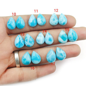 Larimar 100% Natural en Forma de Pera, Gema Suelta Azul Cielo, Collar con Colgante, Anillos, Joyería de Moda - Product Image 4