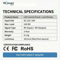 Contrôleur de variateur LED sans fil RF DC12V 24V 144W 12A avec télécommande, gradation PWM 0-100% pour bande LED monochrome