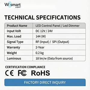 Controlador de Intensidad LED Inalámbrico RF de 12V 24V CC, 144W 12A, Interruptor de Control Remoto de Alta Potencia, Atenuación PWM de 0-100% para Tira de un Solo Color - Product Image 4