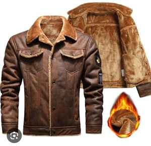 High Quality Men's Formal Safari <b>Jacket</b> Multifunctional Blue Leather with Zipper Closure for Autumn and Winter Seasons - Product Image 6