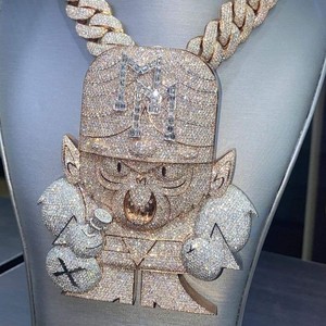 Pendentif pour homme en argent sterling 925 plaqué or, diamant rond brillant VVS D de luxe, personnalisé, testeur de visage - Product Image 2