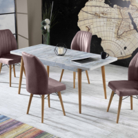 Ensemble table et chaises extensible 4 places en aggloméré, forme rectangulaire, montage facile, style européen moderne et luxueux pour salle à manger