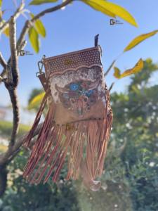 Bolso de Hombro de Cuero Vacuno con Flecos, Diseño Artesanal, Estilo Bohemio, Vintage, Hecho a Mano - Product Image 5