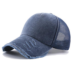 Sombrero de béisbol de algodón desgastado de verano Sombrero de camionero trasero de malla transpirable Gorra informal ajustable OEM - Product Image 3