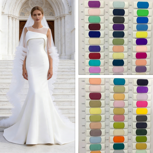Robe de mariée sirène minimaliste sans manches en satin <span class=keywords><strong>avec</strong></span> traîne chapelle et <span class=keywords><strong>voile</strong></span> en tulle aérien pour mariages modernes - Product Image 6