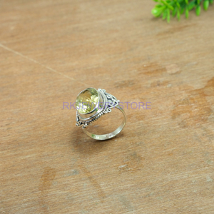Anillo de Cuarzo Limón Natural, Anillo de Plata de Ley 925, Anillo de Compromiso, Anillo Grande, Anillo Boho para Joyería de Cuarzo Limón - Product Image 6