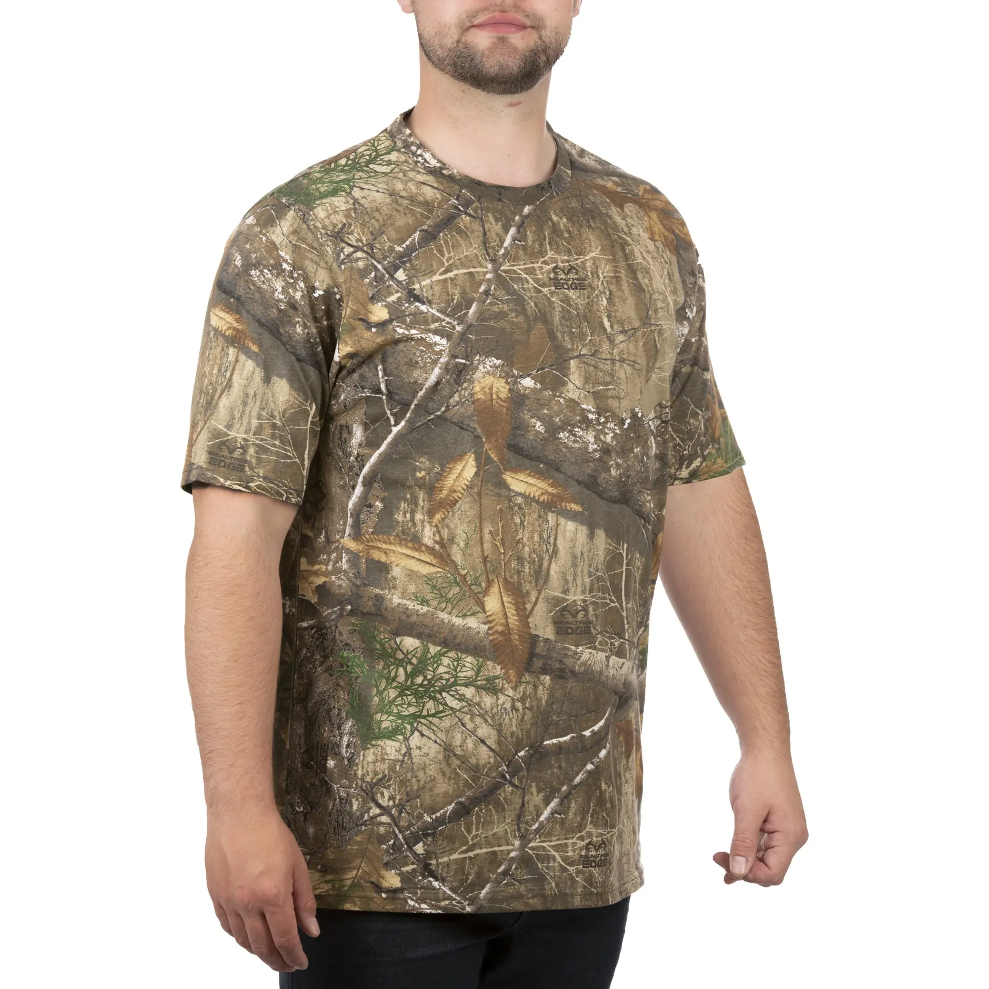 男性用卸売Tシャツカスタムロゴジムシャツジャングルカモリアルツリープリントハンティングハイキングあらゆる条件に適合メンズTシャツ