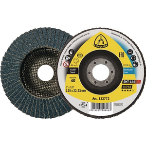 KLINGSPOR SMT 624 Supra 125 mm Disque à lamelles 40 grains 12 coniques INOX Zirconia Corundum 12 disques de ponçage Lot de 10 - Product Image 3
