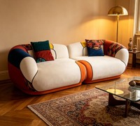 Ensemble de canapés modulaires créatifs à blocs de couleur, design patchwork en tissu doux, canapé sectionnel carré de luxe en éponge pour espace de vie moderne