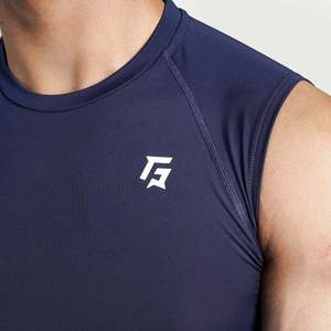 Men's Navy GA Compression Sleeveless Tank <b>Tops</b> - Product Image 6