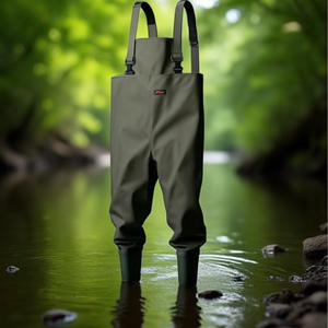 Olive Green Fishing <b>Waders</b> Size 45 PVC on Polyester Backing Fabric Pack Size 3500 - Product Image 3