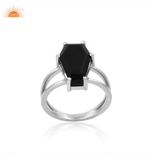 Best Quality Sterling Silver Natural Black Onyx Gemstone Stackable Ring Demi Fine Jewelry for Women Gift for Her - Product Image 1