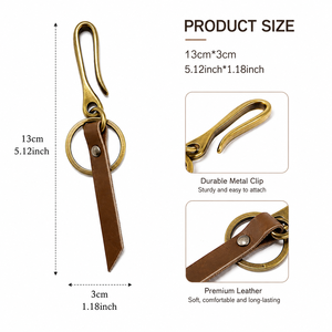 Genuine Leather Heavy Duty Embossed Vintage Fish Hook Keychain Handmade Key <strong>Holder</strong> Key Rings - Product Image 6