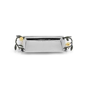 Ornamental metal serving <b>tray</b> with floral design work handle luxury vintage handcrafted exquisite floral pattern elegant decor - Product Image 4